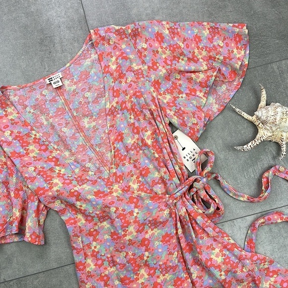 🔆BILLABONG🔆 ALL FOR YOU 2 WRAP DRESS adjustable, beach, activewear, floral - Picture 5 of 13